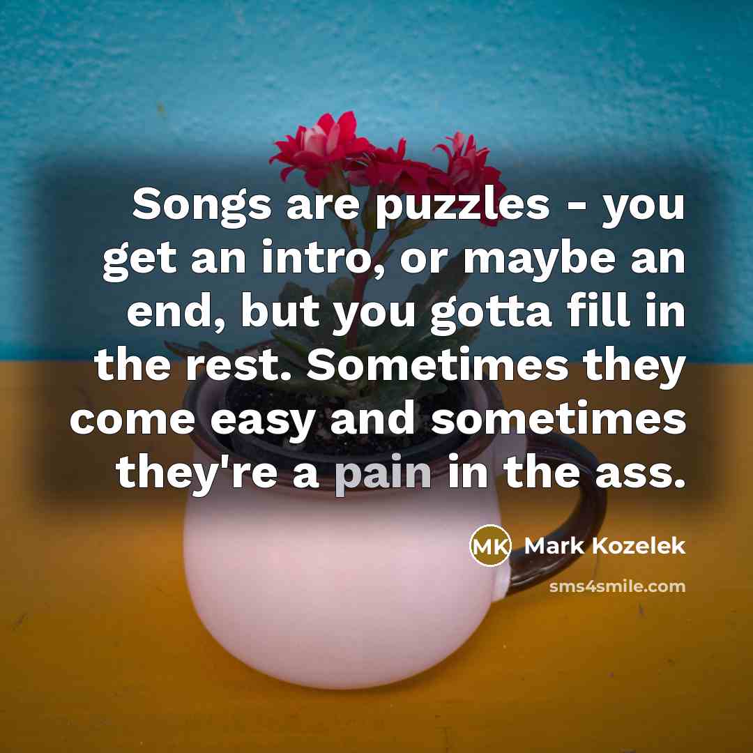 “Songs are puzzles - you get an intro, or maybe…” quote by Mark Kozelek