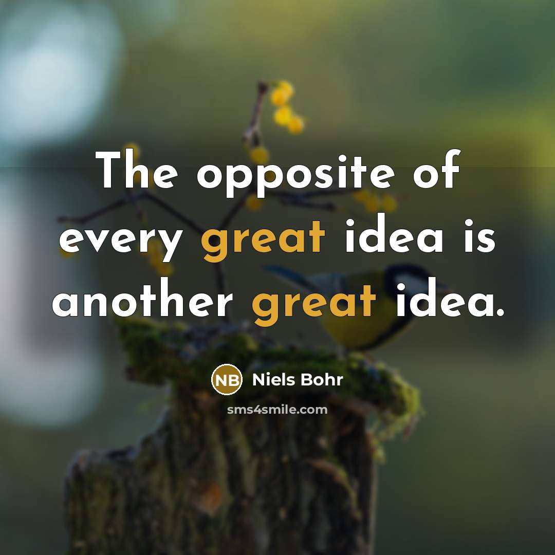 “The opposite of every great idea is another great idea.…” quote by Niels Bohr