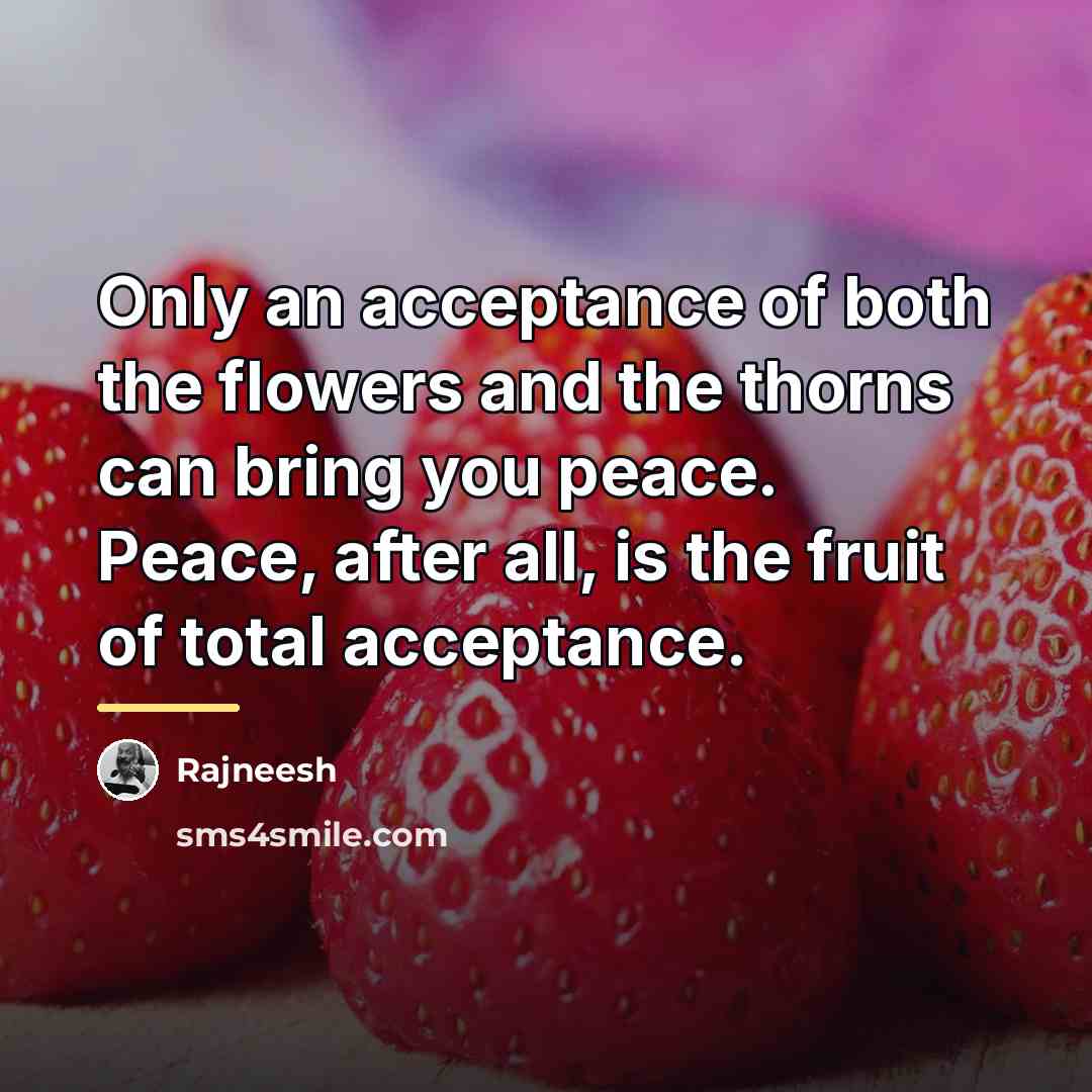 “Only an acceptance of both the flowers and the thorns…” quote by Rajneesh