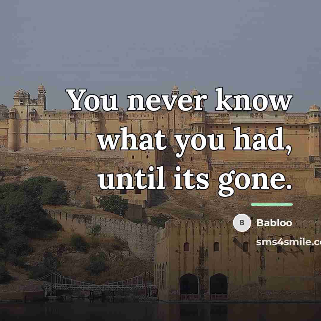 “You never know what you had, until its gone.…” quote by Babloo
