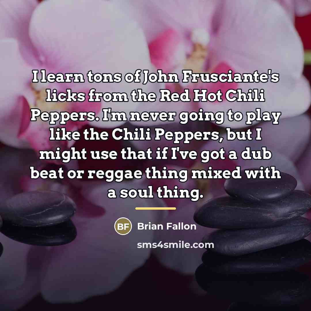 “I learn tons of John Frusciante's licks from the Red…” quote by Brian Fallon