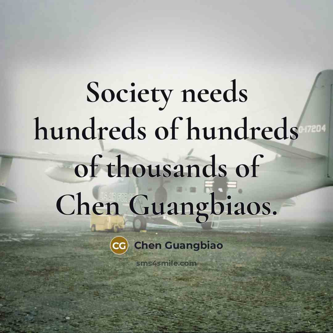 “Society needs hundreds of hundreds of thousands of Chen Guangbiaos.…” quote by Chen Guangbiao