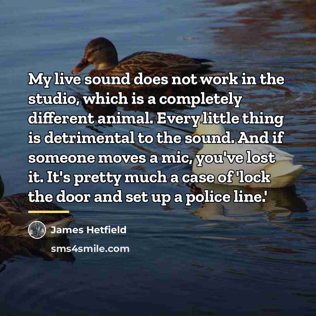 “My live sound does not work in the studio, which…” quote by James Hetfield