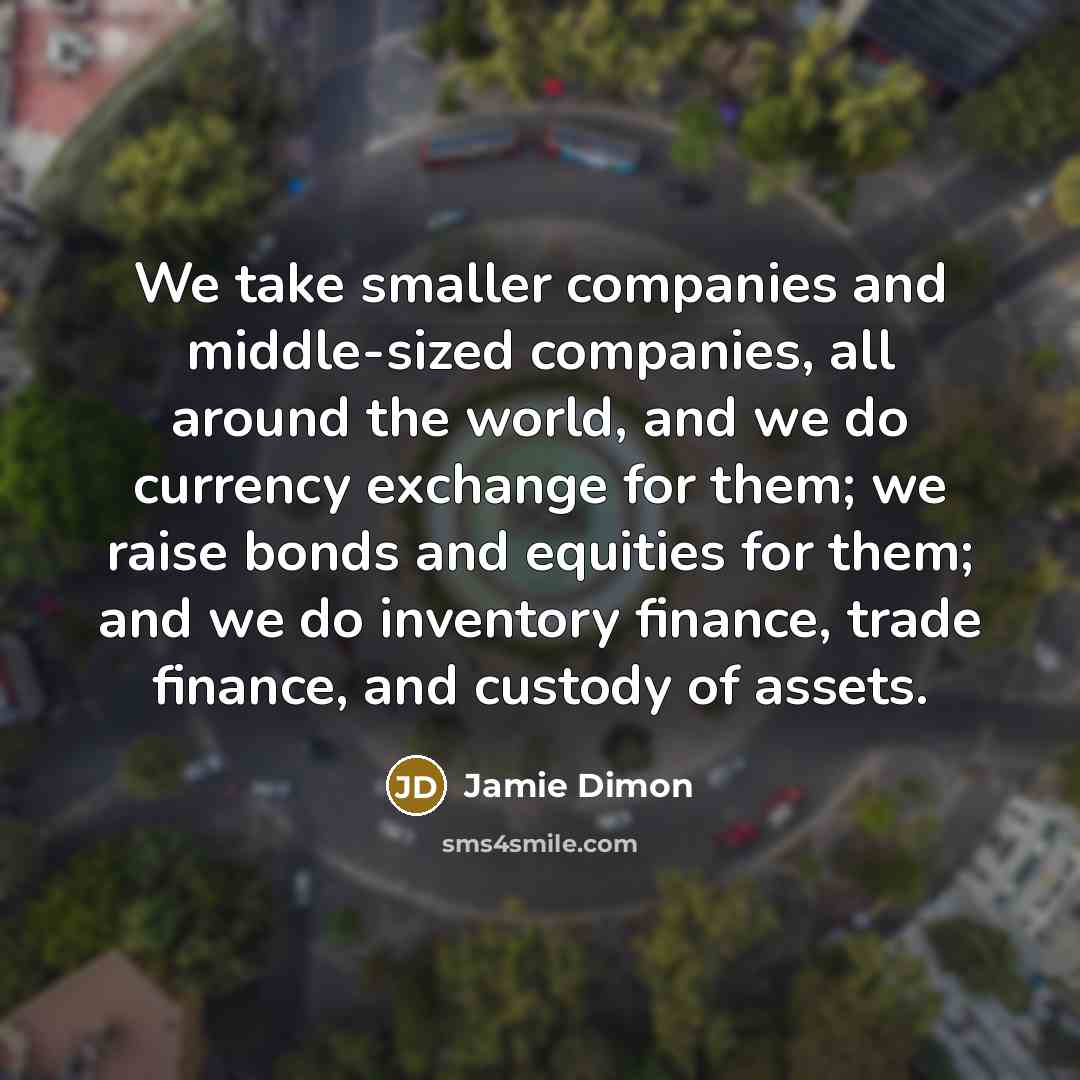 “We take smaller companies and middle-sized companies, all around the…” quote by Jamie Dimon