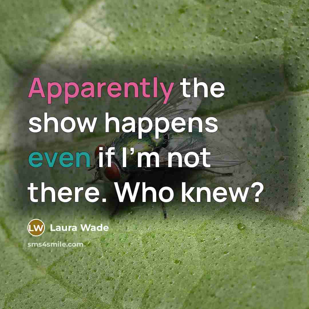 “Apparently the show happens even if I'm not there. Who knew?” quote by Laura Wade