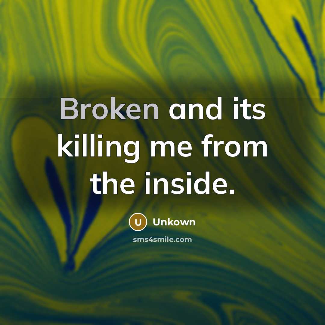 “Broken and its killing me from the inside.…” quote by Unkown