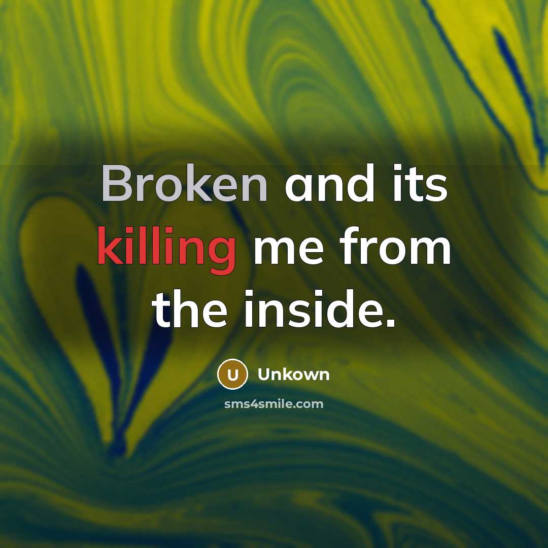 “Broken and its killing me from the inside.” quote by Unkown