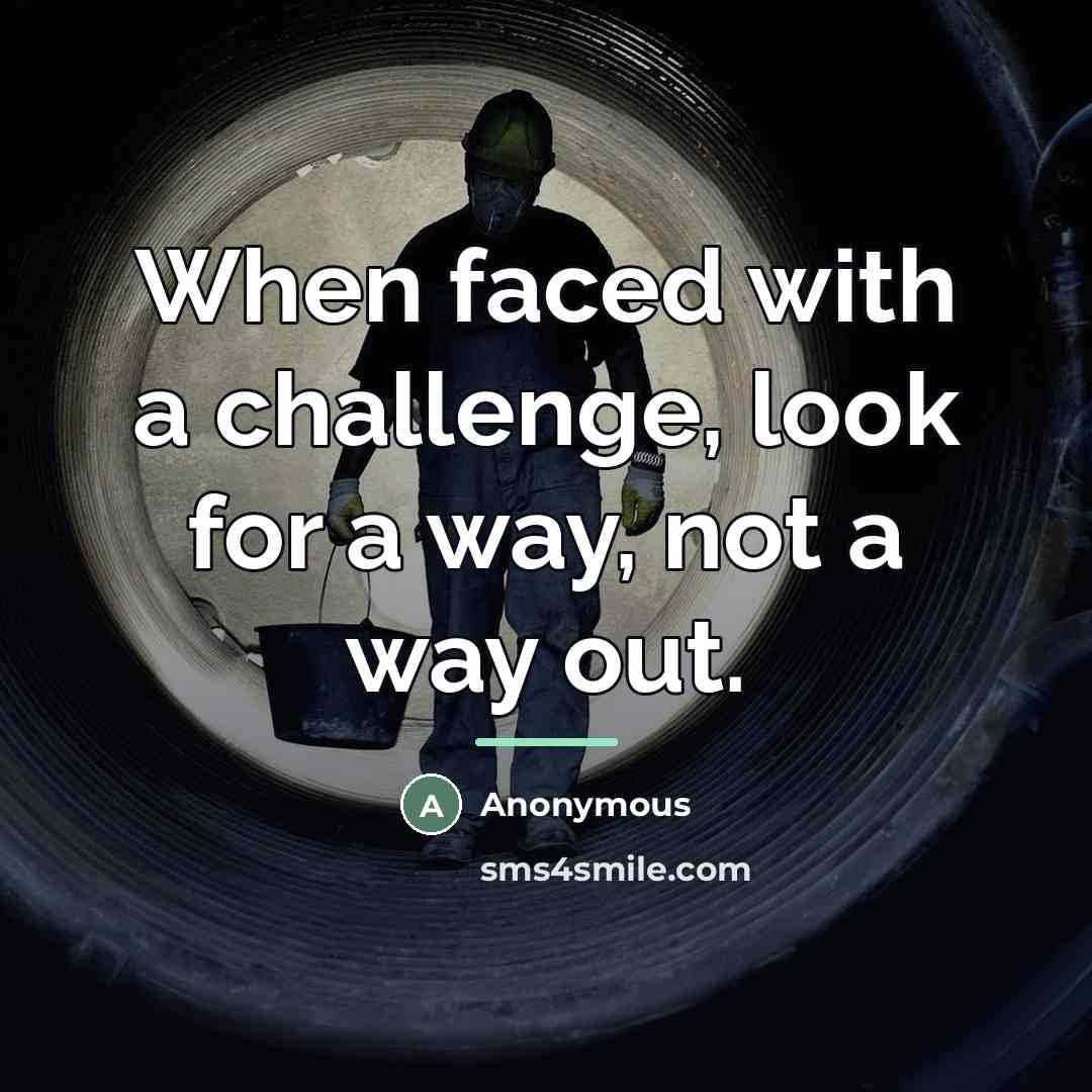 “When faced with a challenge, look for a way, not…” quote by Anonymous