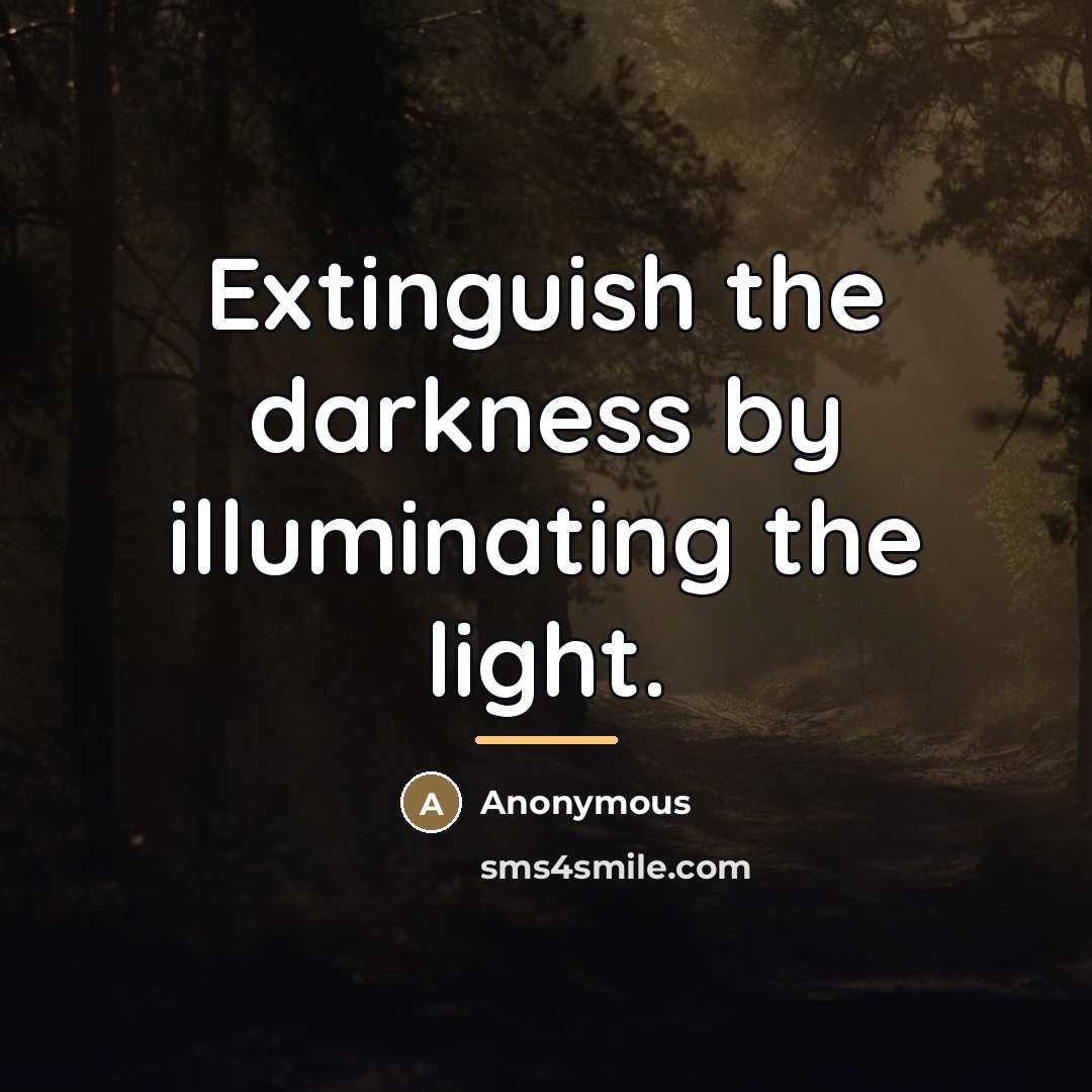 “Extinguish the darkness by illuminating the light.…” quote by Anonymous