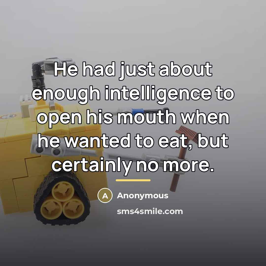 “He had just about enough intelligence to open his mouth…” quote by Anonymous