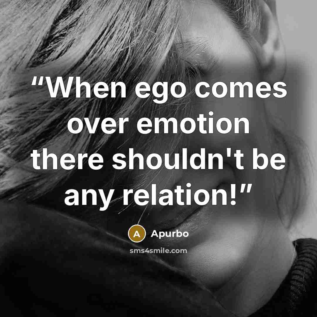“When ego comes over emotion there shouldn't be any relation!” quote by Apurbo