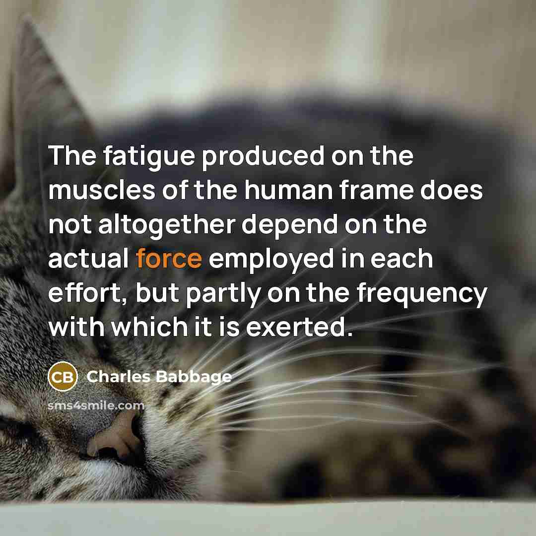 “The fatigue produced on the muscles of the human frame…” quote by Charles Babbage