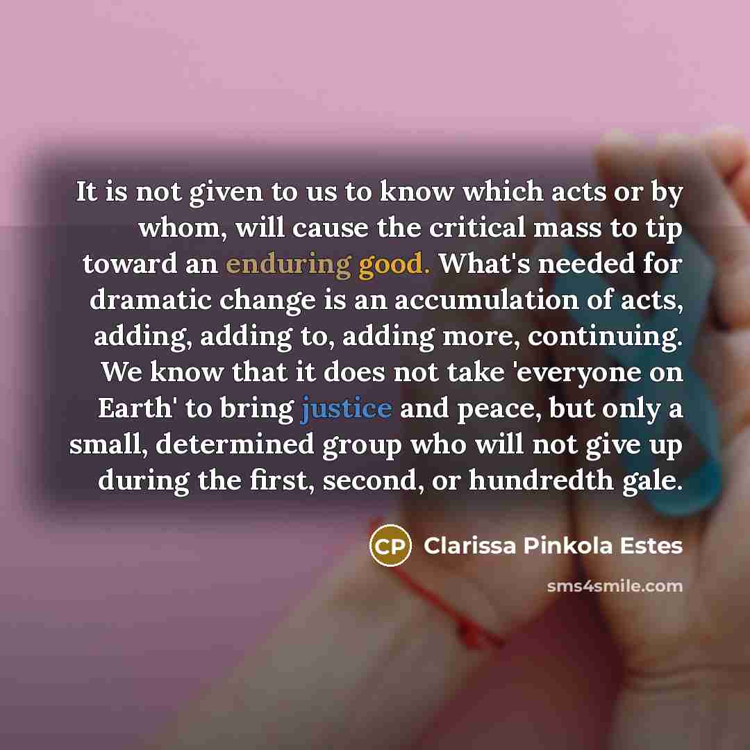 “It is not given to us to know which acts…” quote by Clarissa Pinkola Estes