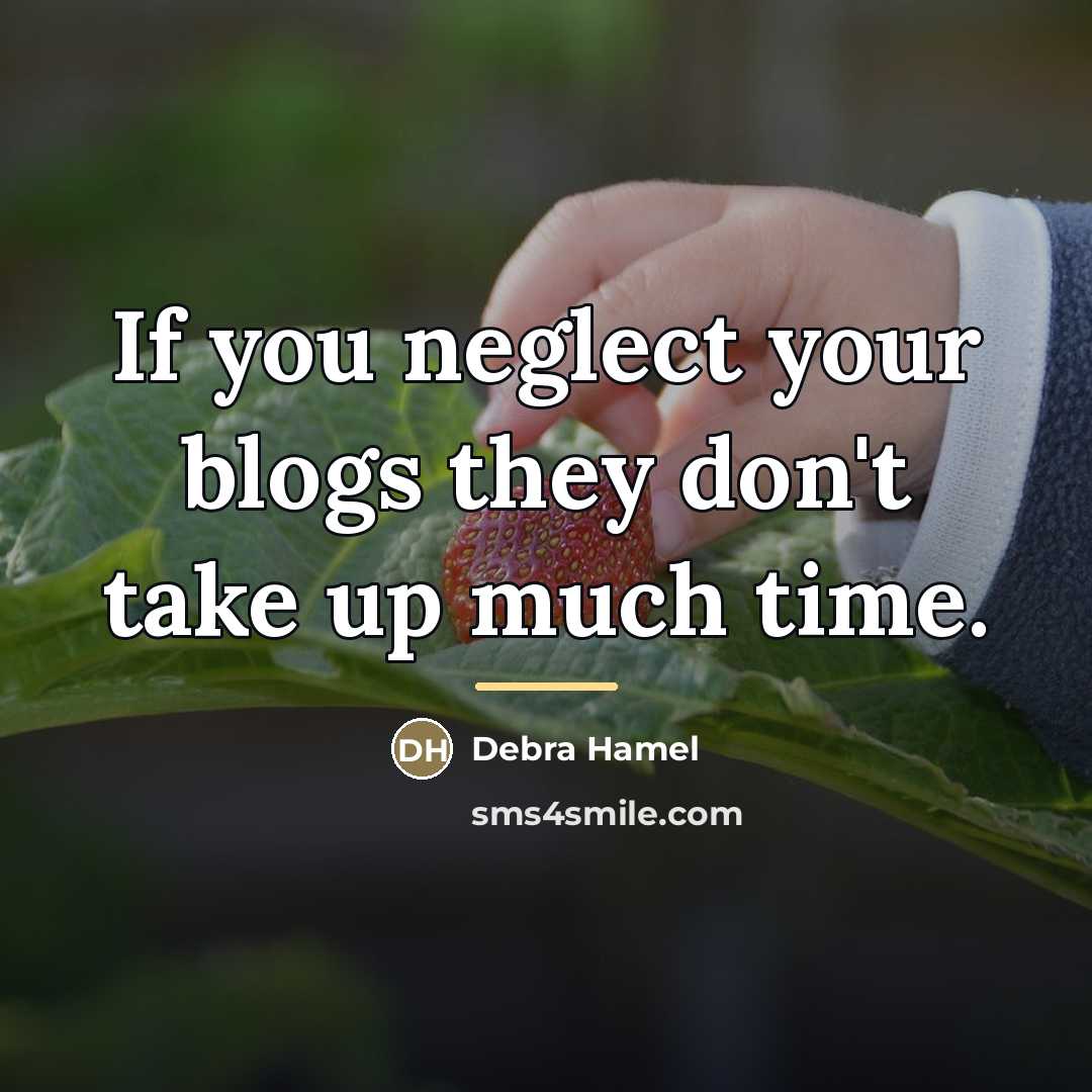 “If you neglect your blogs they don't take up much…” quote by Debra Hamel