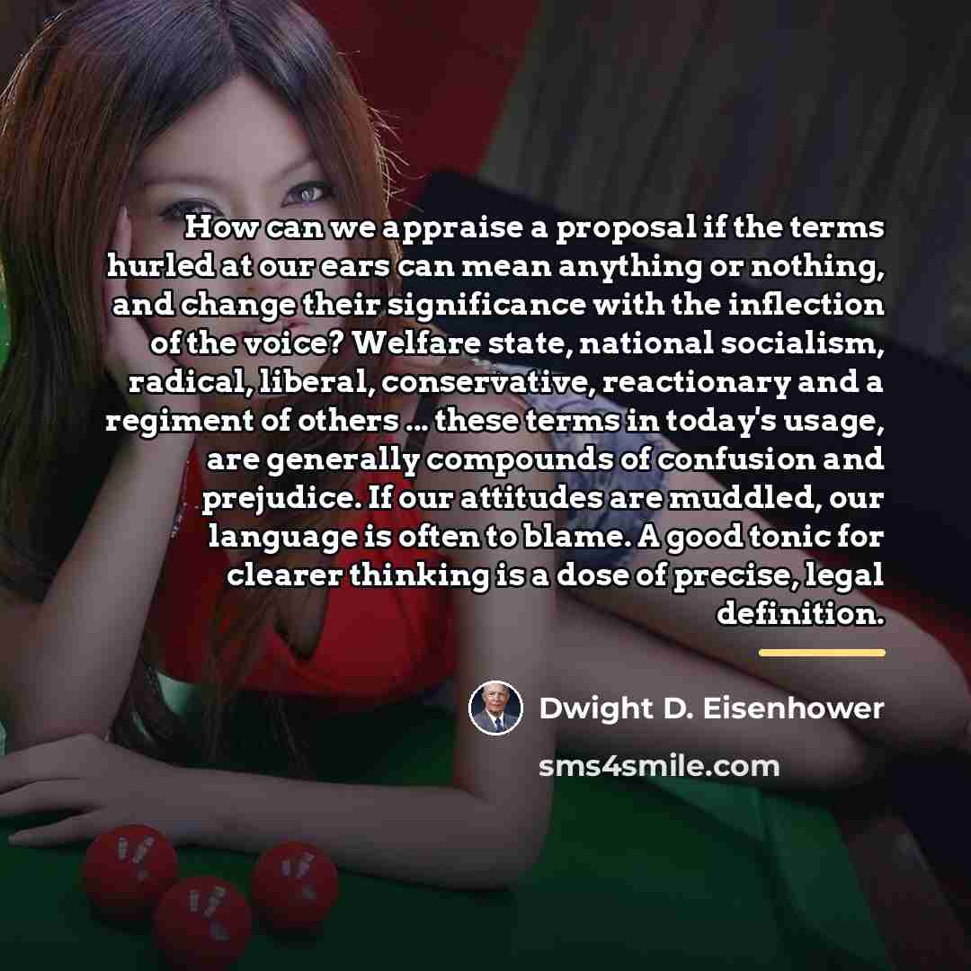 “How can we appraise a proposal if the terms hurled…” quote by Dwight D. Eisenhower