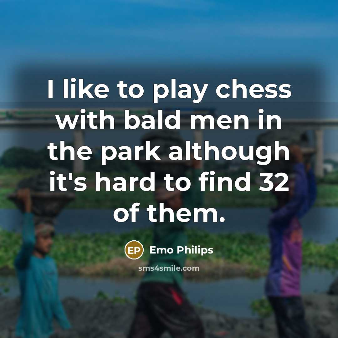“I like to play chess with bald men in the…” quote by Emo Philips