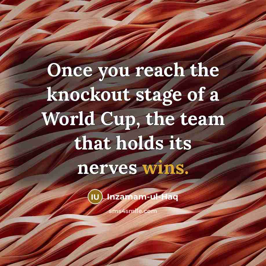 “Once you reach the knockout stage of a World Cup, the team that holds its nerves wins.” quote by Inzamam-ul-Haq