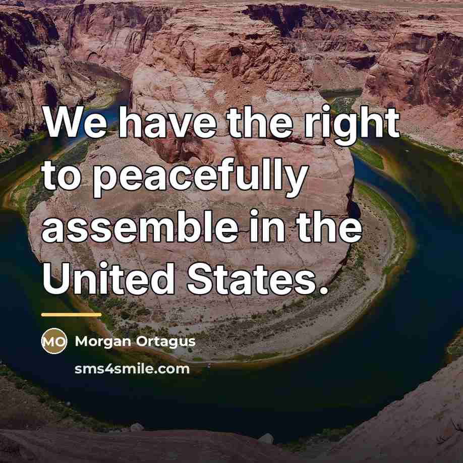 “We have the right to peacefully assemble in the United…” quote by Morgan Ortagus