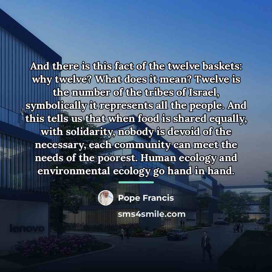 “And there is this fact of the twelve baskets: why…” quote by Pope Francis