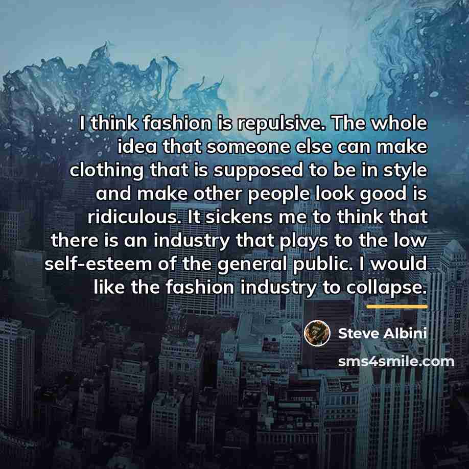 “I think fashion is repulsive. The whole idea that someone…” quote by Steve Albini