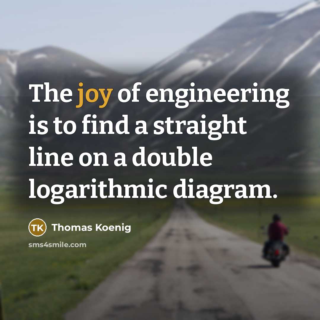 “The joy of engineering is to find a straight line on a double logarithmic diagram.” quote by Thomas Koenig