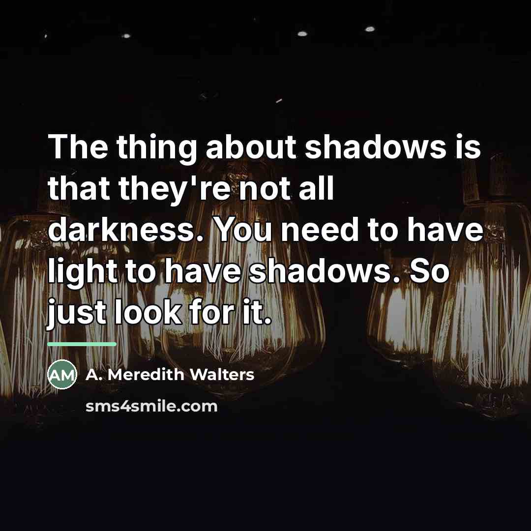 “The thing about shadows is that they're not all darkness.…” quote by A. Meredith Walters