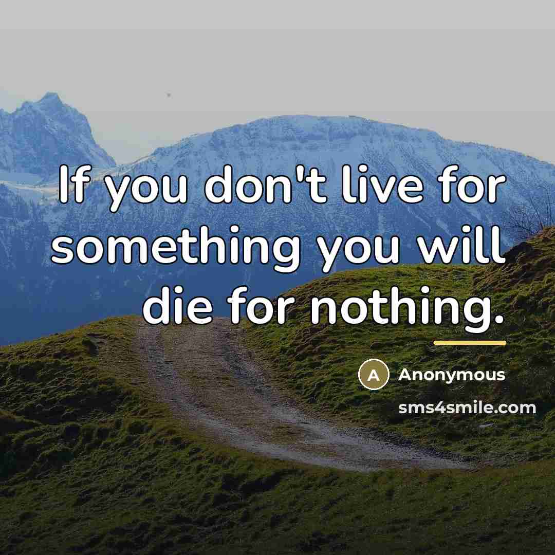 “If you don't live for something you will die for…” quote by Anonymous