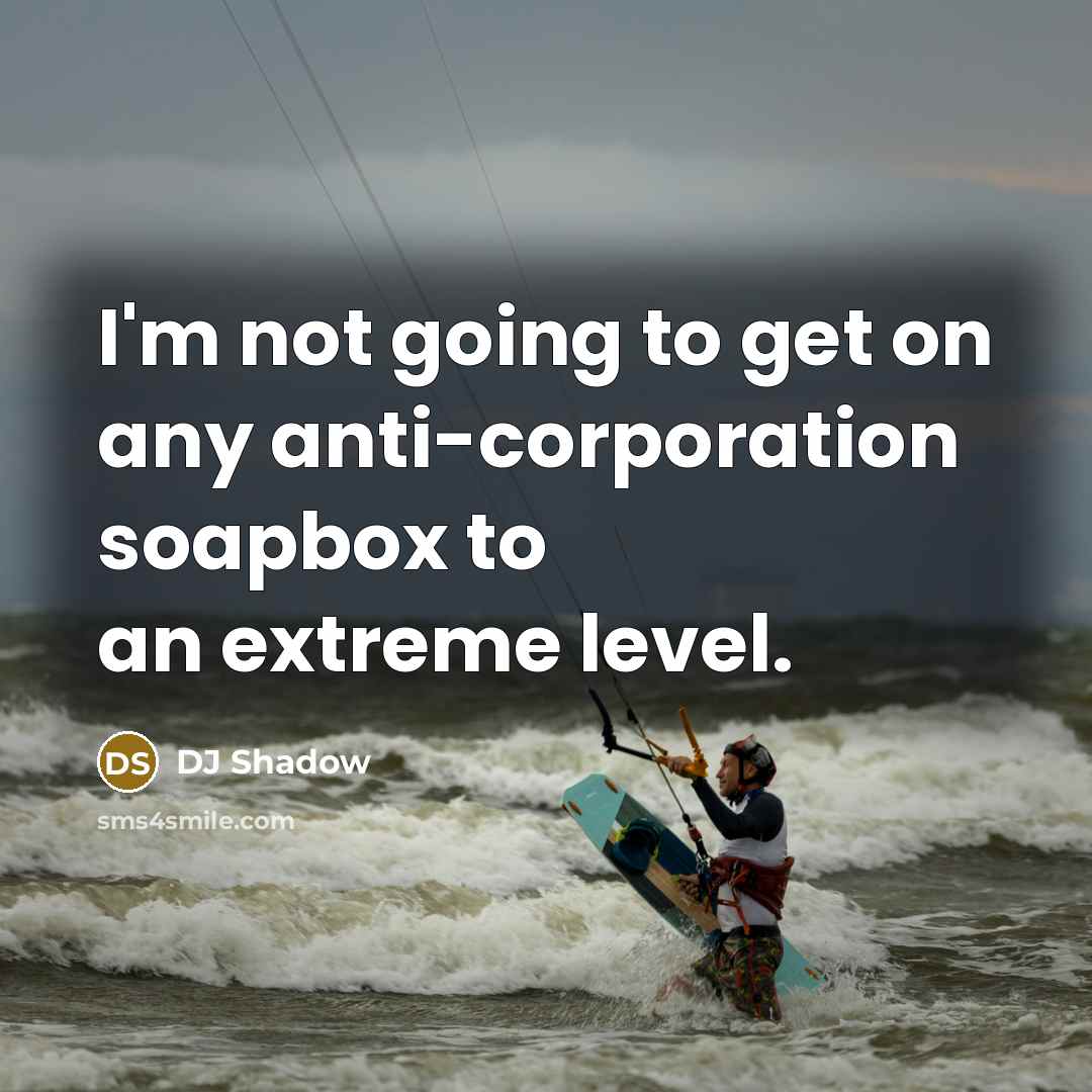 “I'm not going to get on any anti-corporation soapbox to…” quote by DJ Shadow