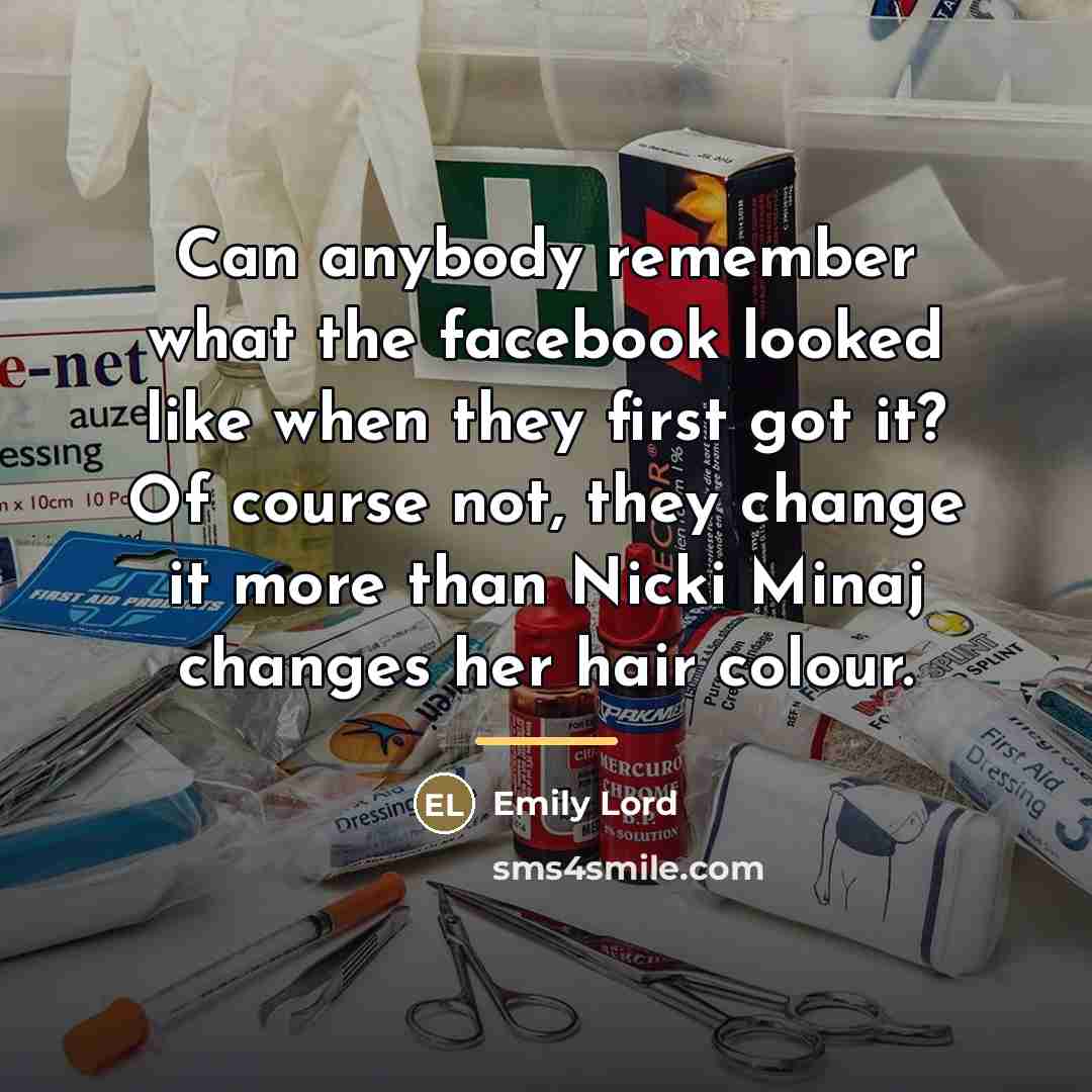 “Can anybody remember what the facebook looked like when they…” quote by Emily Lord