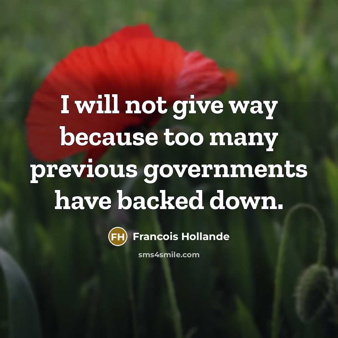 “I will not give way because too many previous governments…” quote by Francois Hollande