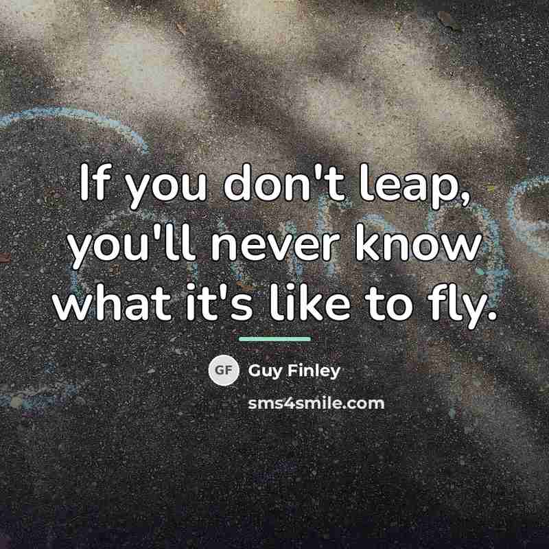 “If you don't leap, you'll never know what it's like…” quote by Guy Finley