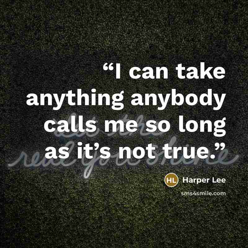 “I can take anything anybody calls me so long as it’s not true.” quote by Harper Lee