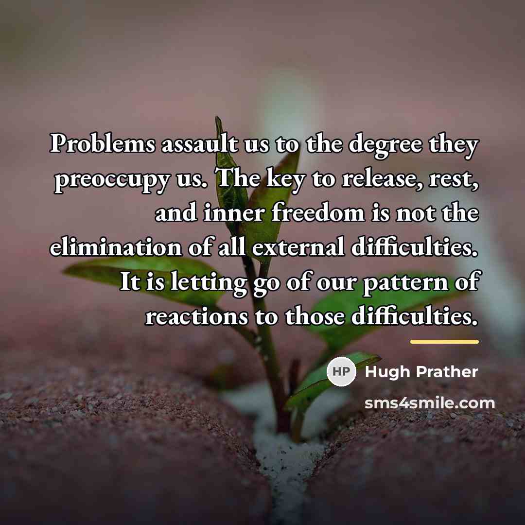 “Problems assault us to the degree they preoccupy us. The…” quote by Hugh Prather