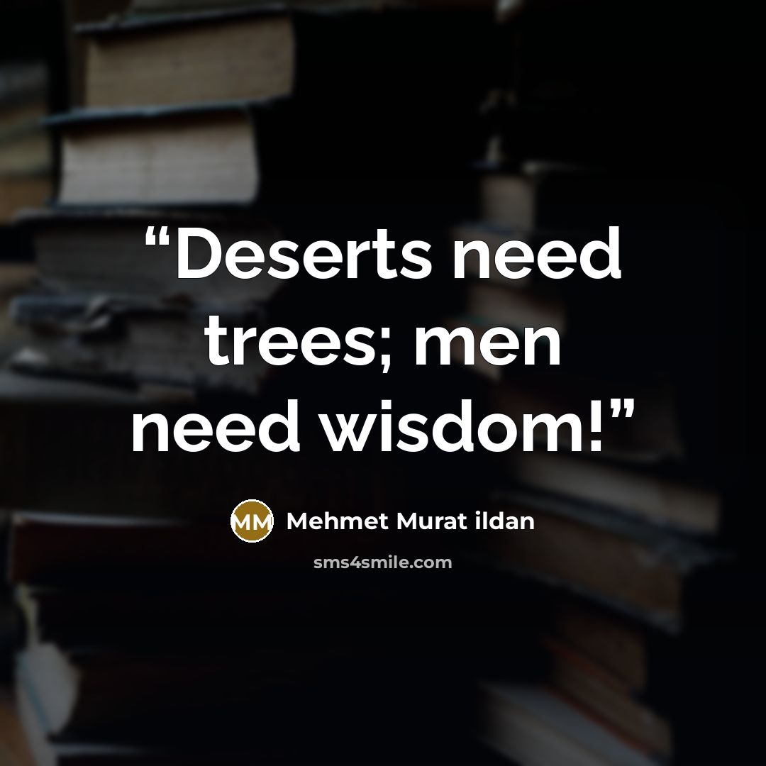 “Deserts need trees; men need wisdom!” quote by Mehmet Murat ildan