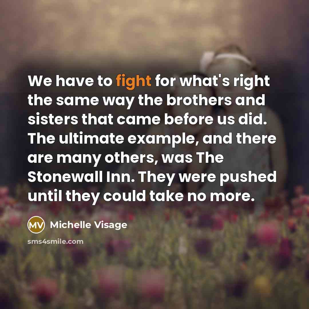 “We have to fight for what's right the same way…” quote by Michelle Visage