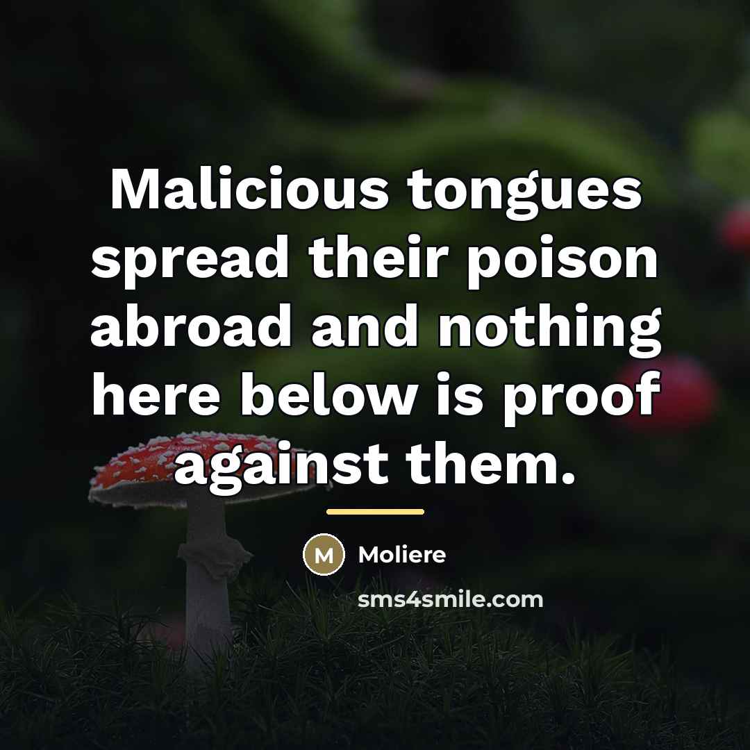 “Malicious tongues spread their poison abroad and nothing here below…” quote by Moliere