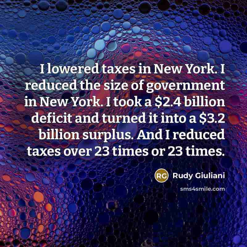 “I lowered taxes in New York. I reduced the size…” quote by Rudy Giuliani