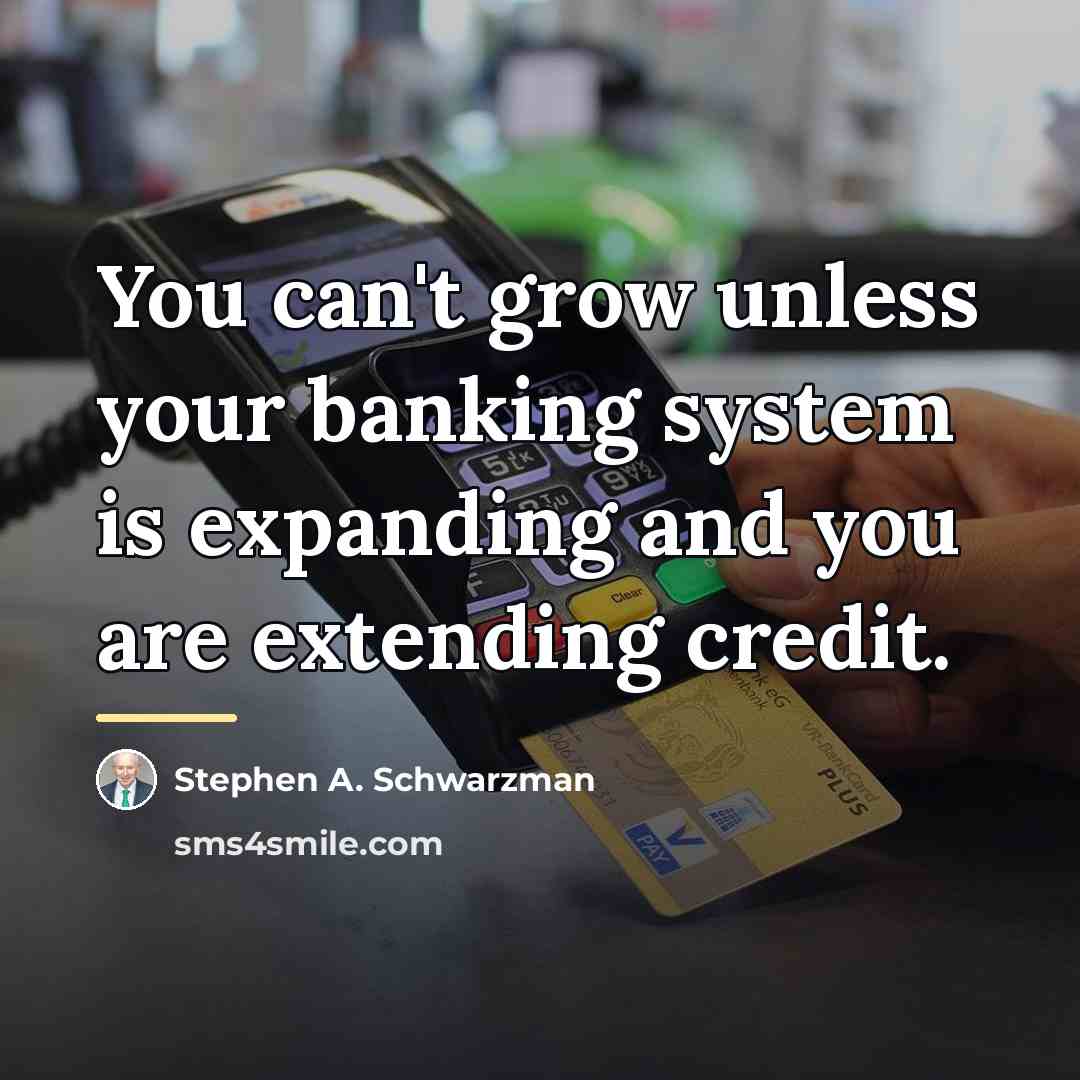 “You can't grow unless your banking system is expanding and…” quote by Stephen A. Schwarzman