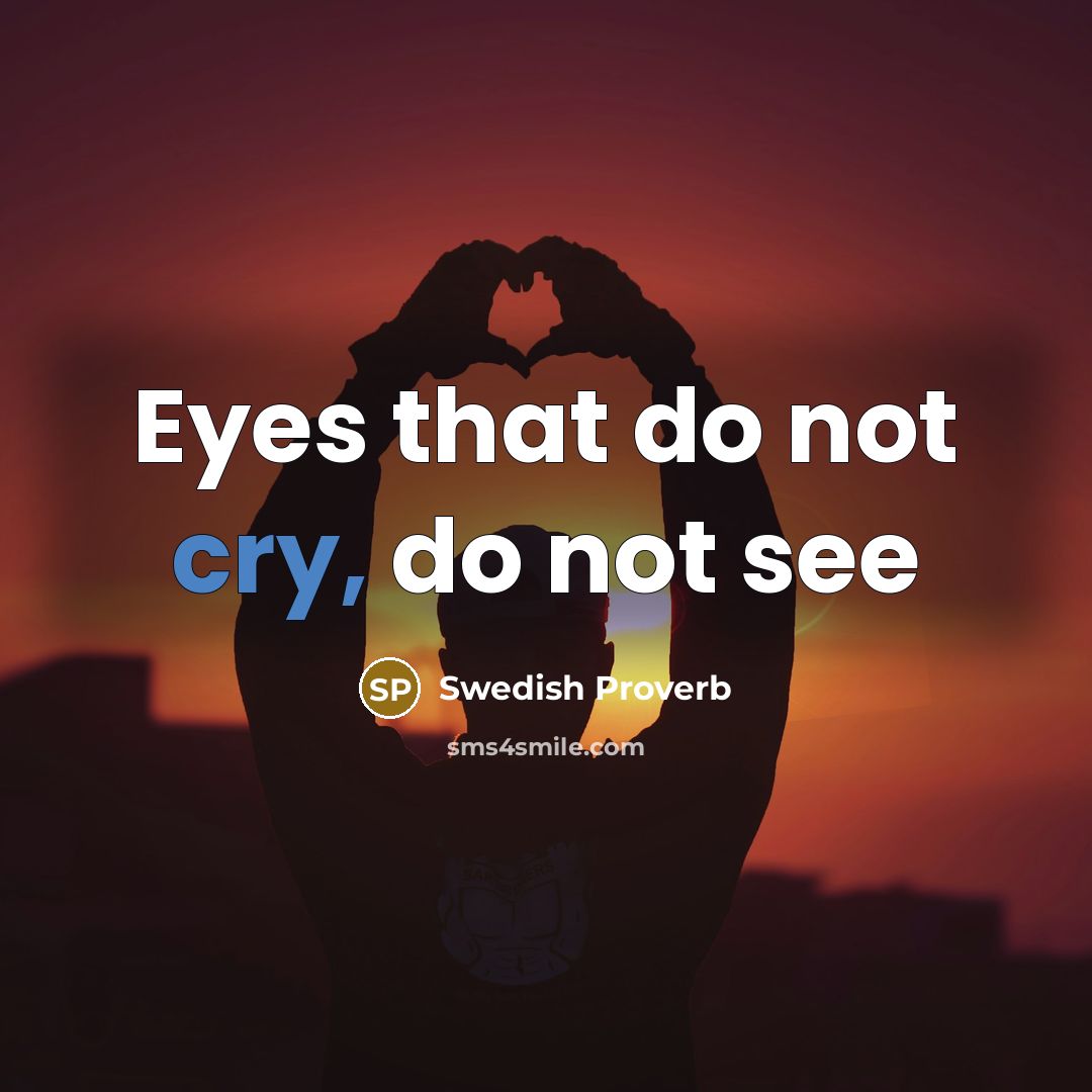 “Eyes that do not cry, do not see…” quote by Swedish Proverb