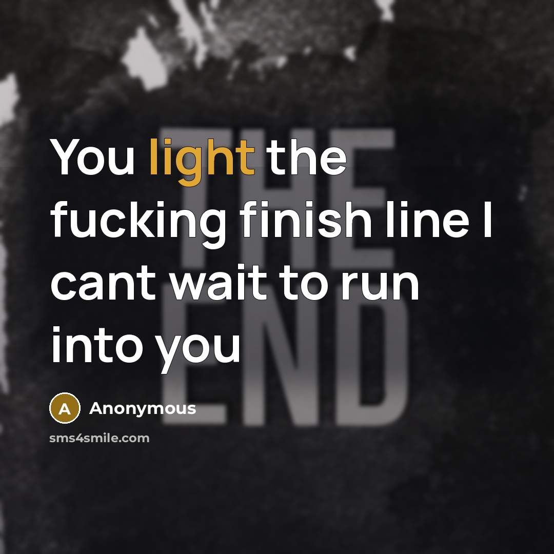 “You light the fucking finish line I cant wait to…” quote by Anonymous