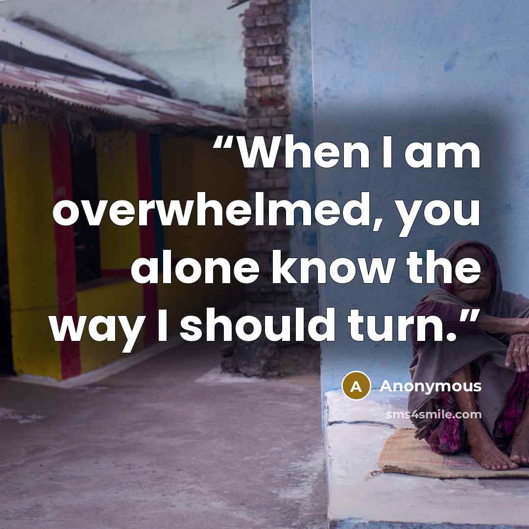 “When I am overwhelmed, you alone know the way I should turn.” quote by Anonymous