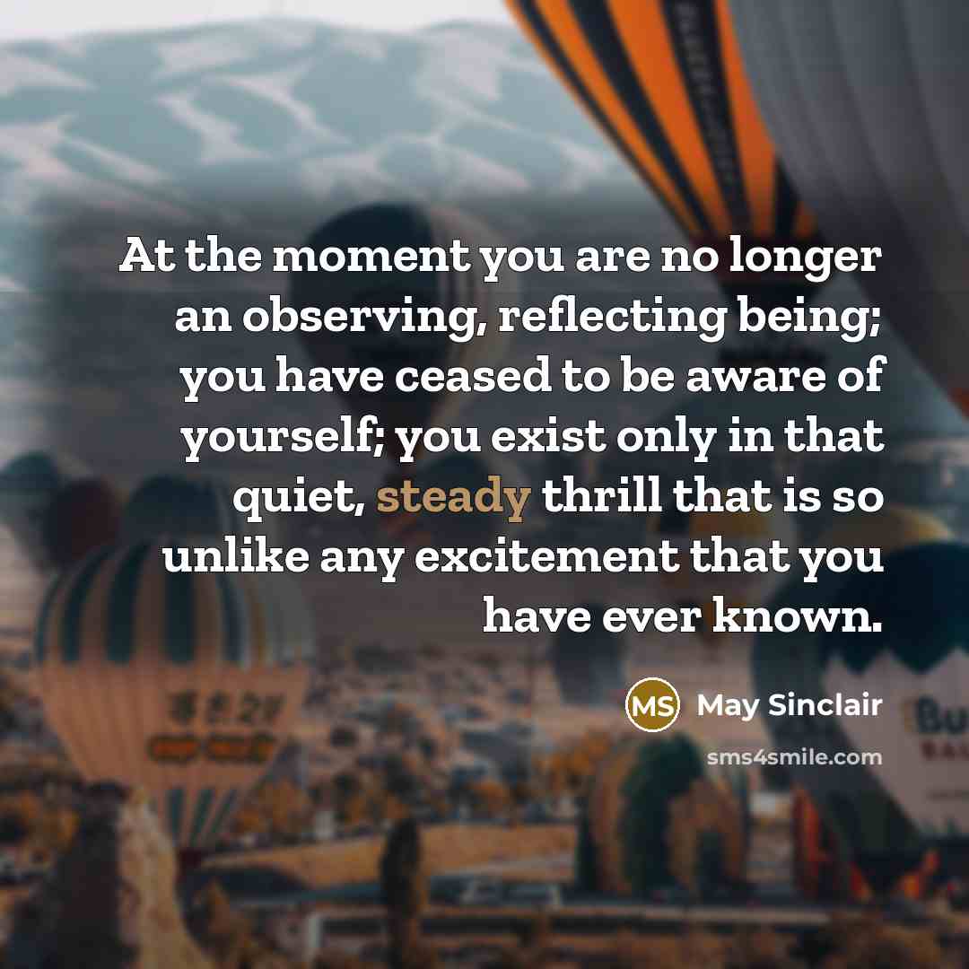 “At the moment you are no longer an observing, reflecting…” quote by May Sinclair