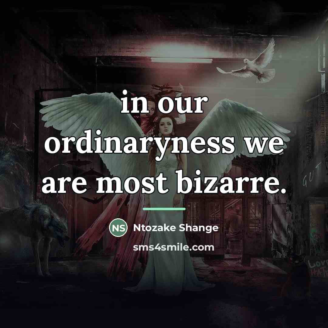 “in our ordinaryness we are most bizarre.…” quote by Ntozake Shange