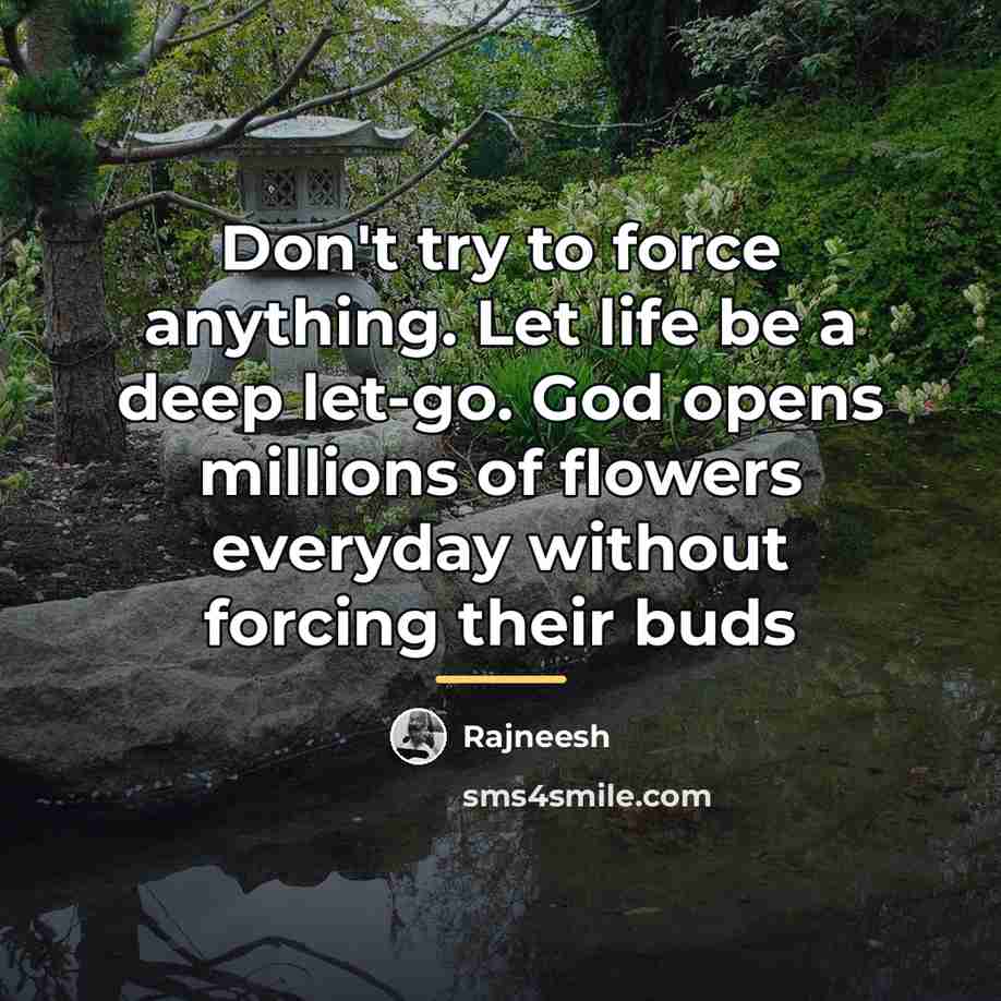 “Don't try to force anything. Let life be a deep…” quote by Rajneesh