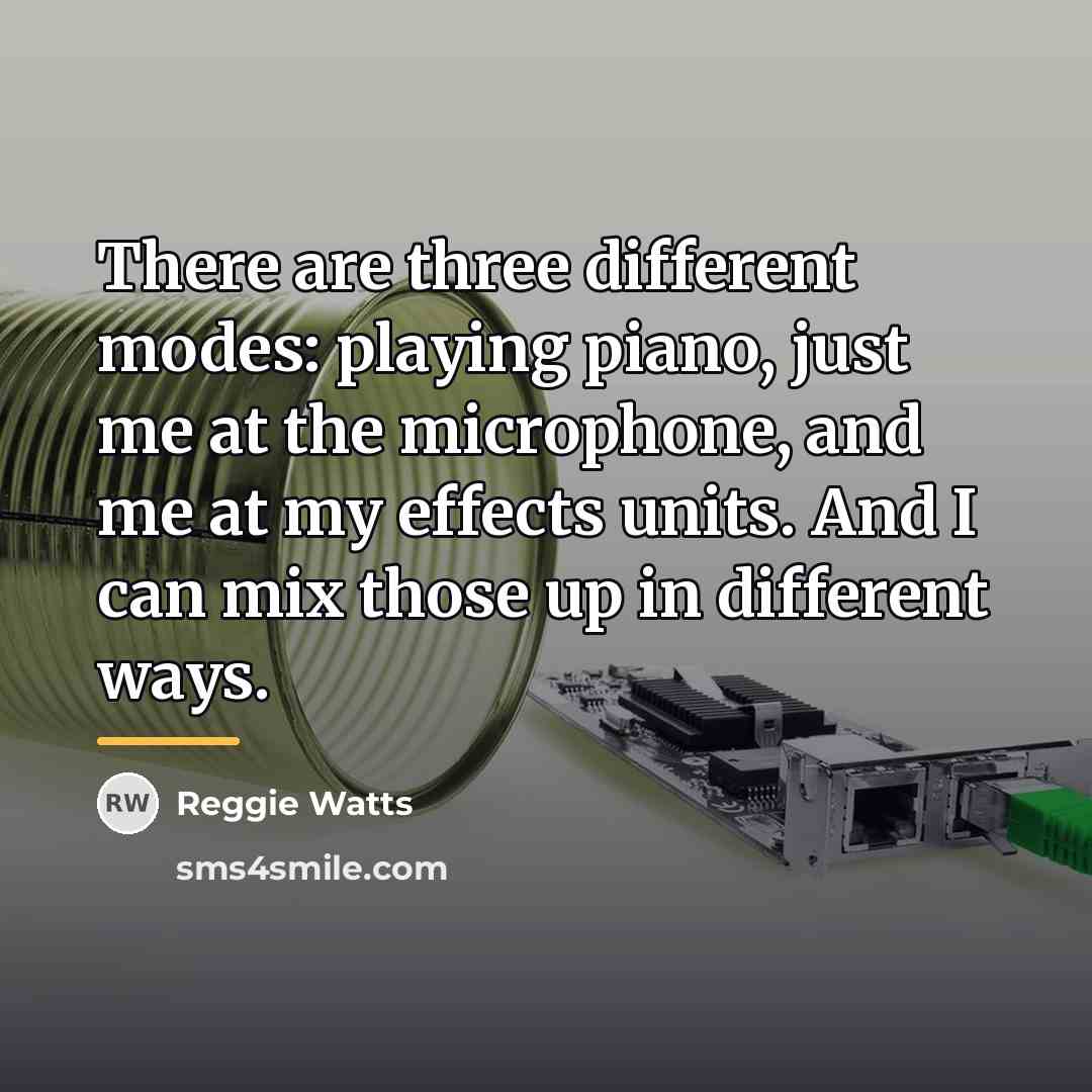 “There are three different modes: playing piano, just me at…” quote by Reggie Watts