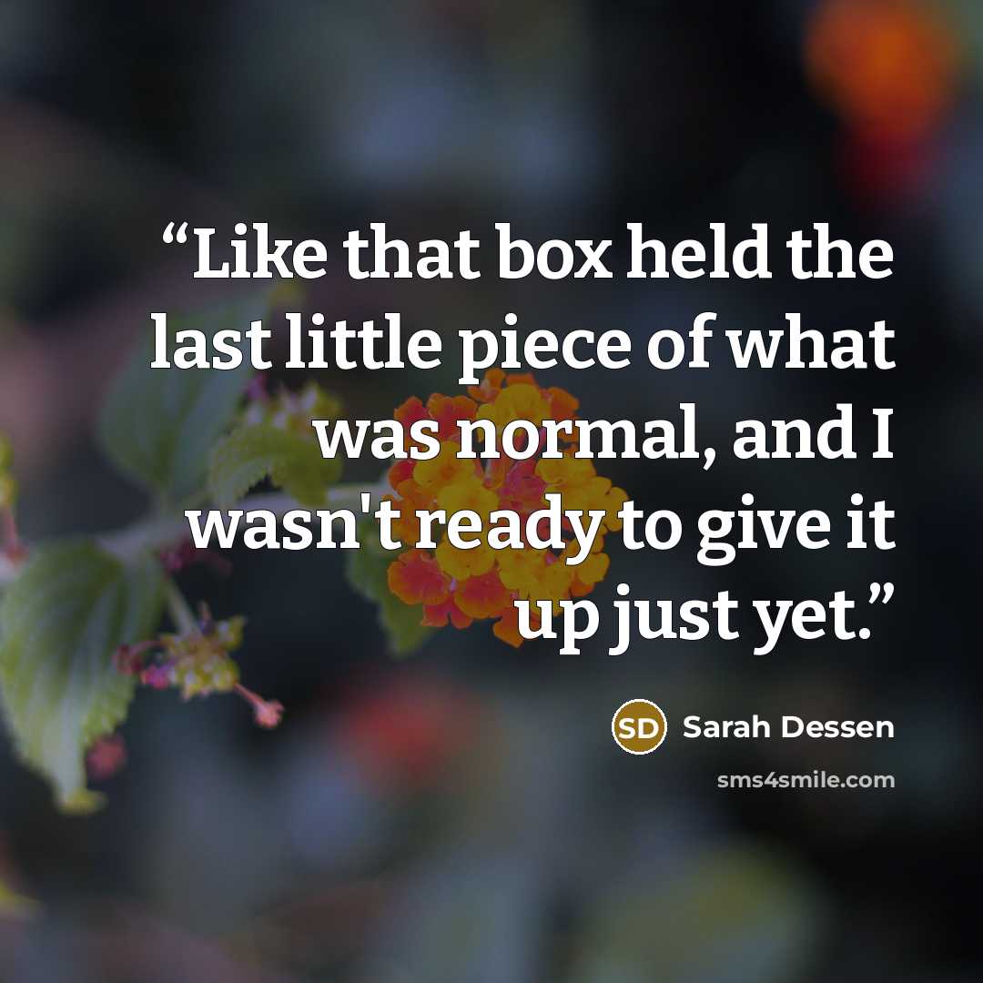“Like that box held the last little piece of what was normal, and I wasn't ready to give it up just yet.” quote by Sarah Dessen