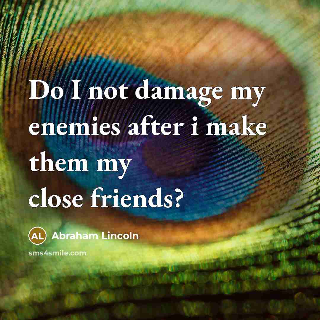 “Do I not damage my enemies after i make them…” quote by Abraham Lincoln
