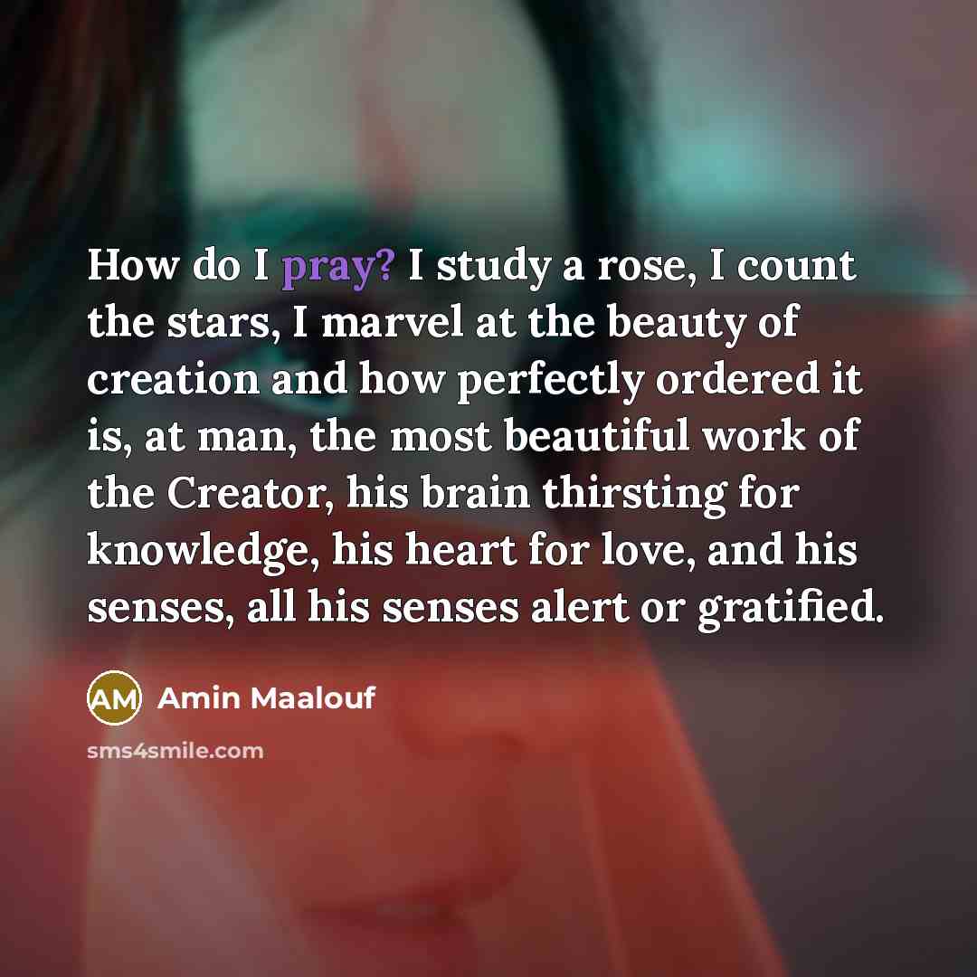 “How do I pray? I study a rose, I count…” quote by Amin Maalouf