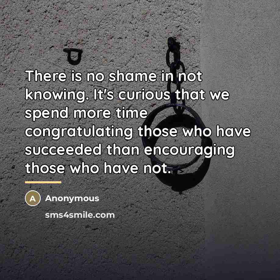“There is no shame in not knowing. It's curious that…” quote by Anonymous