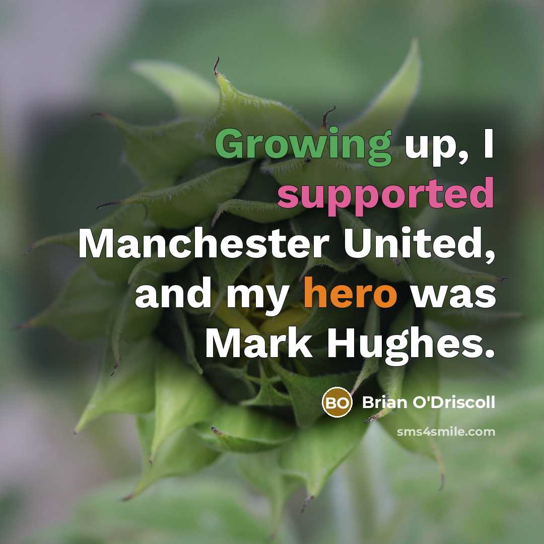 “Growing up, I supported Manchester United, and my hero was Mark Hughes.” quote by Brian O'Driscoll